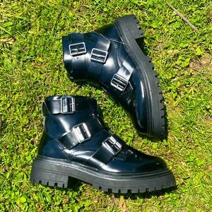 Size 8 ASOS buckle biker boots
